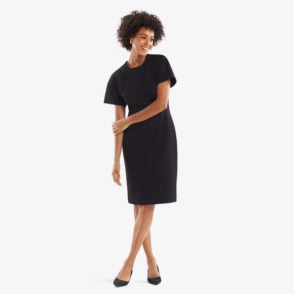 MM Lafleur Dresses & Skirts - MM Lafleur Gayle Dress Textured Ponte Black Fitted Sheath Sz 8 Office Minimalist